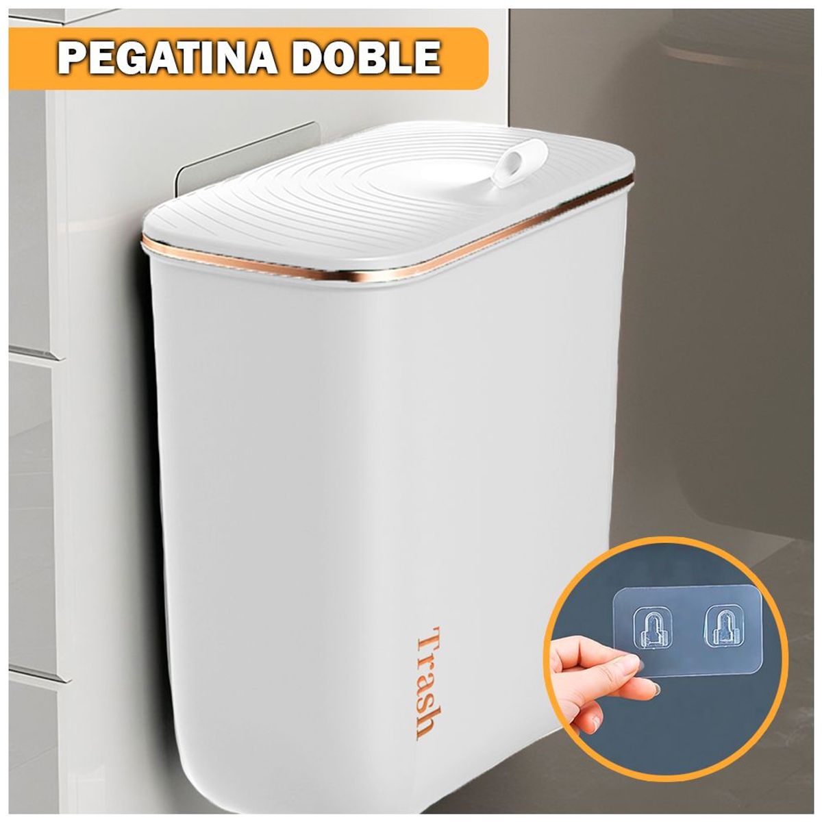 SASHIJA - Tacho de Basura Colgante H01 BL Y Papel Toalla Reutilizable