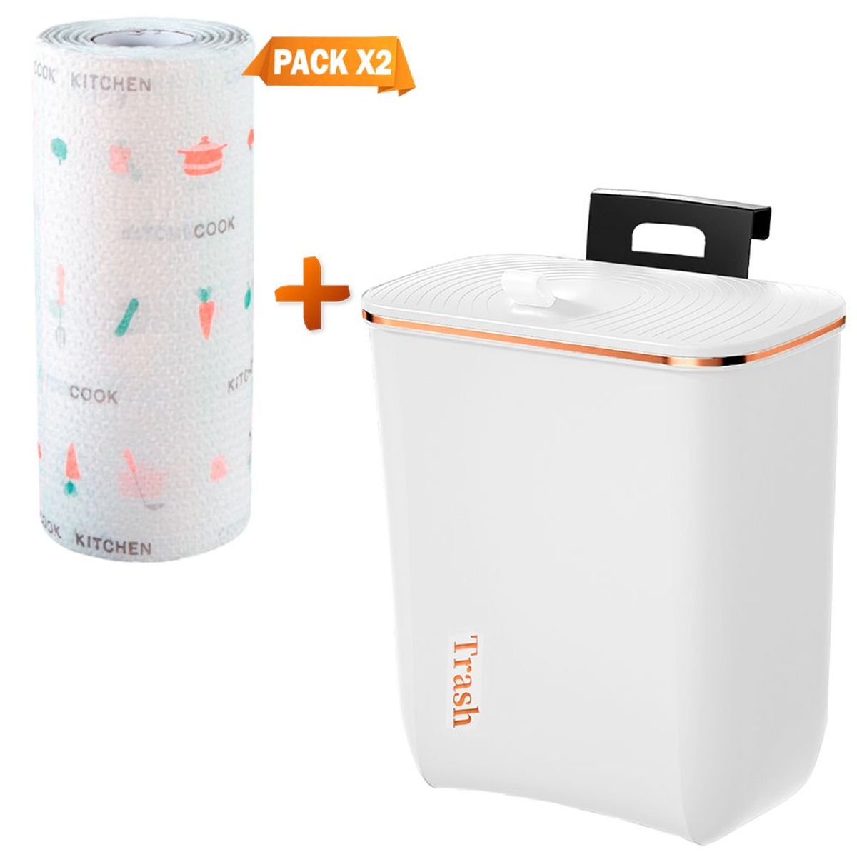 SASHIJA - Tacho de Basura Colgante H01 BL Y Papel Toalla X2