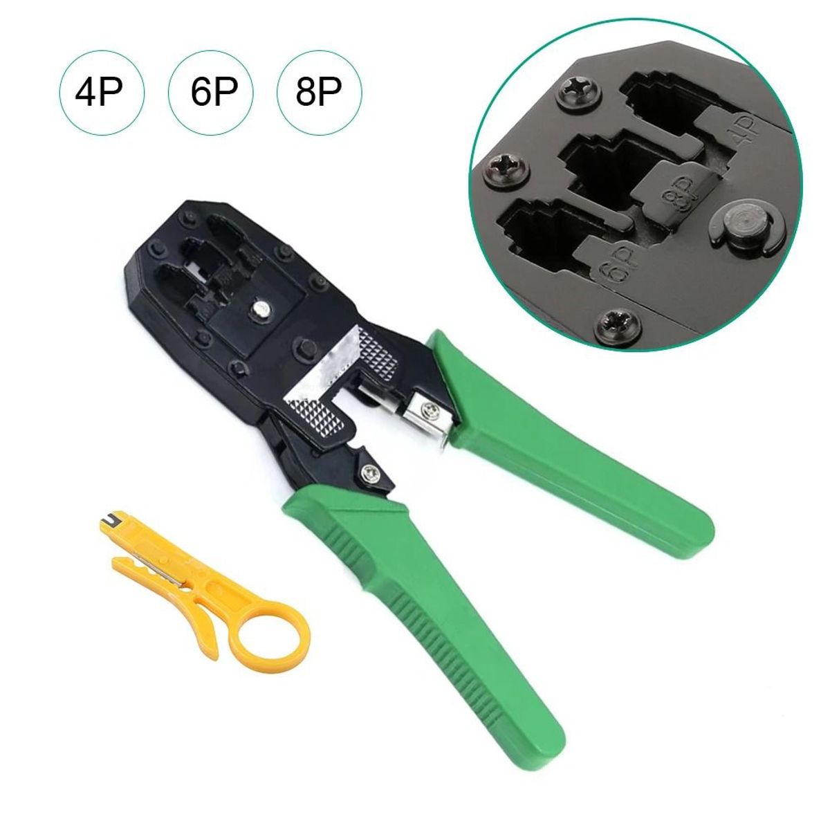 OEM - Crimpeador Ponchadora Rj45 Cable De Red 8P 6P Pela De Cable - Verde