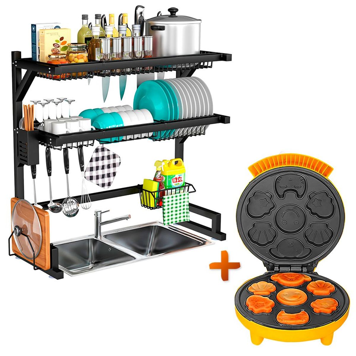 SASHIJA - Escurridor de Platos Moderno 85cm 2 Niveles A97 Y Waflera Diseños S20