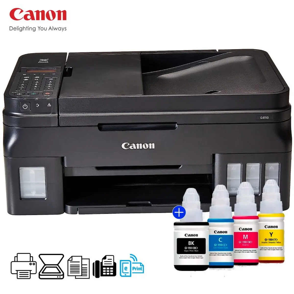 CANON - Impresora Canon Pixma G4110 Imprime Escanea Copya Fax USB Wi-Fi