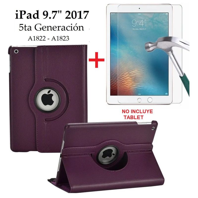 GENERICO - Funda Cover + Mica de vidrio para iPad 9.7 2017 5ta Gen A1822 A1823