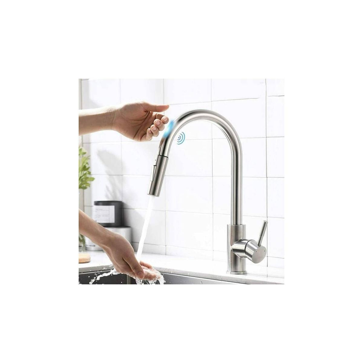 PUREPOWER - Grifo de cocina monocromado extensible con sensor de movimiento