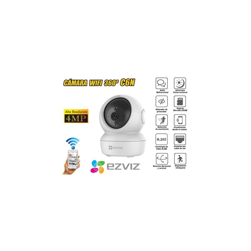 EZVIZ - Ezviz Cámara Seguridad Wifi Inalámbrica 4Mp Giratoria 360° - C6N