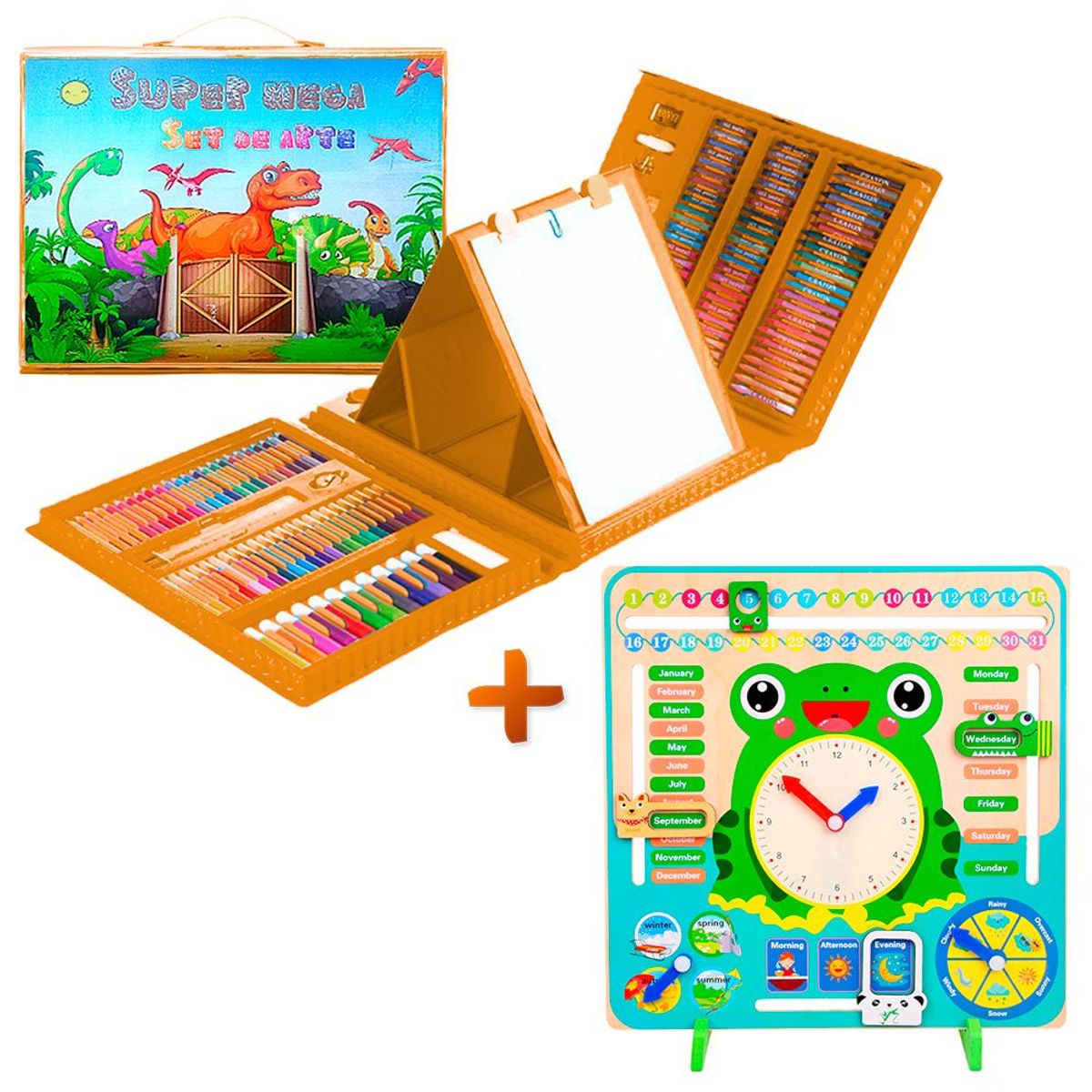 SASHIJA - Mega Set de Arte 208pzs Dino NJ Y Juego Educativo Rana