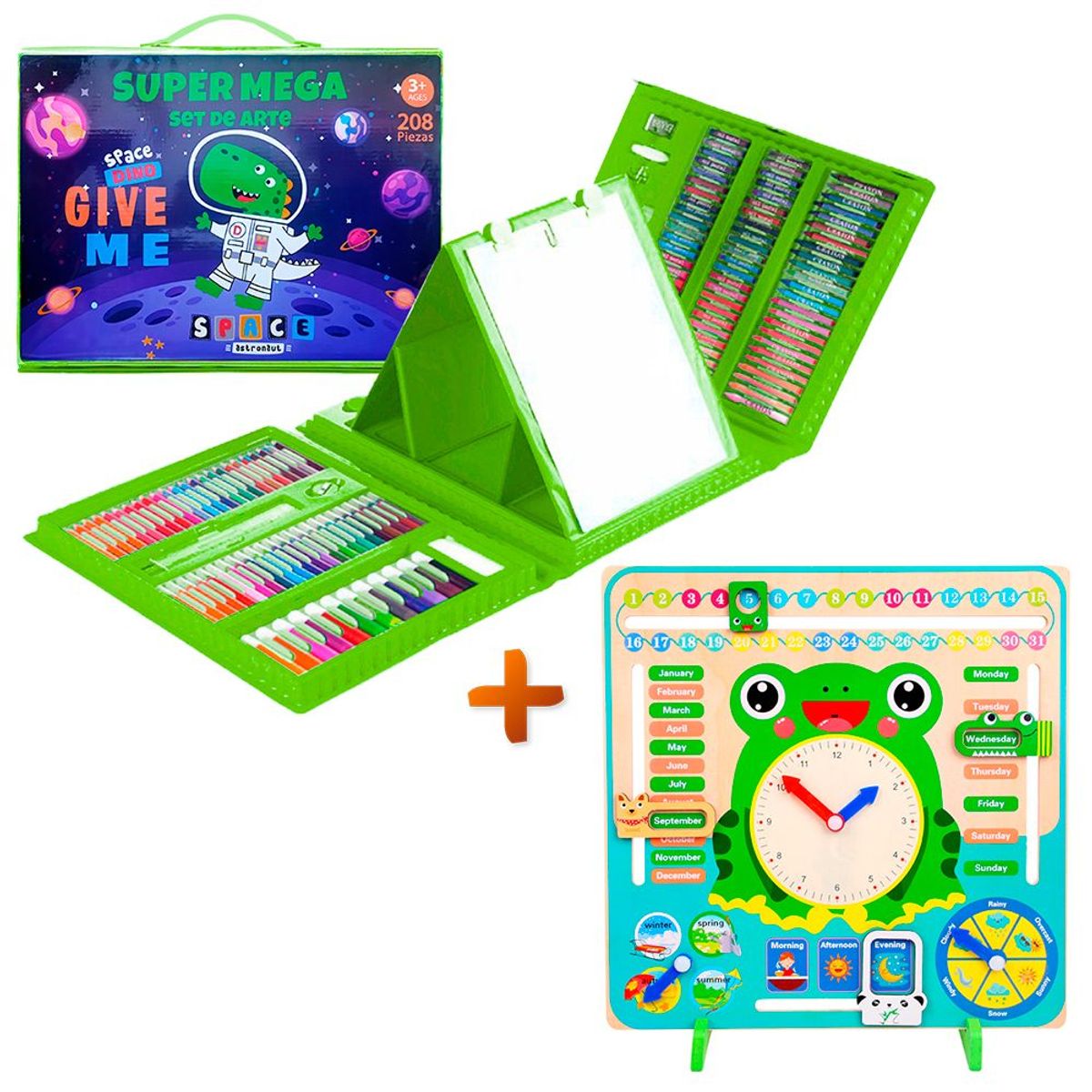 SASHIJA - Mega Set de Arte 208pzs Dino Space Y Juego Educativo Rana