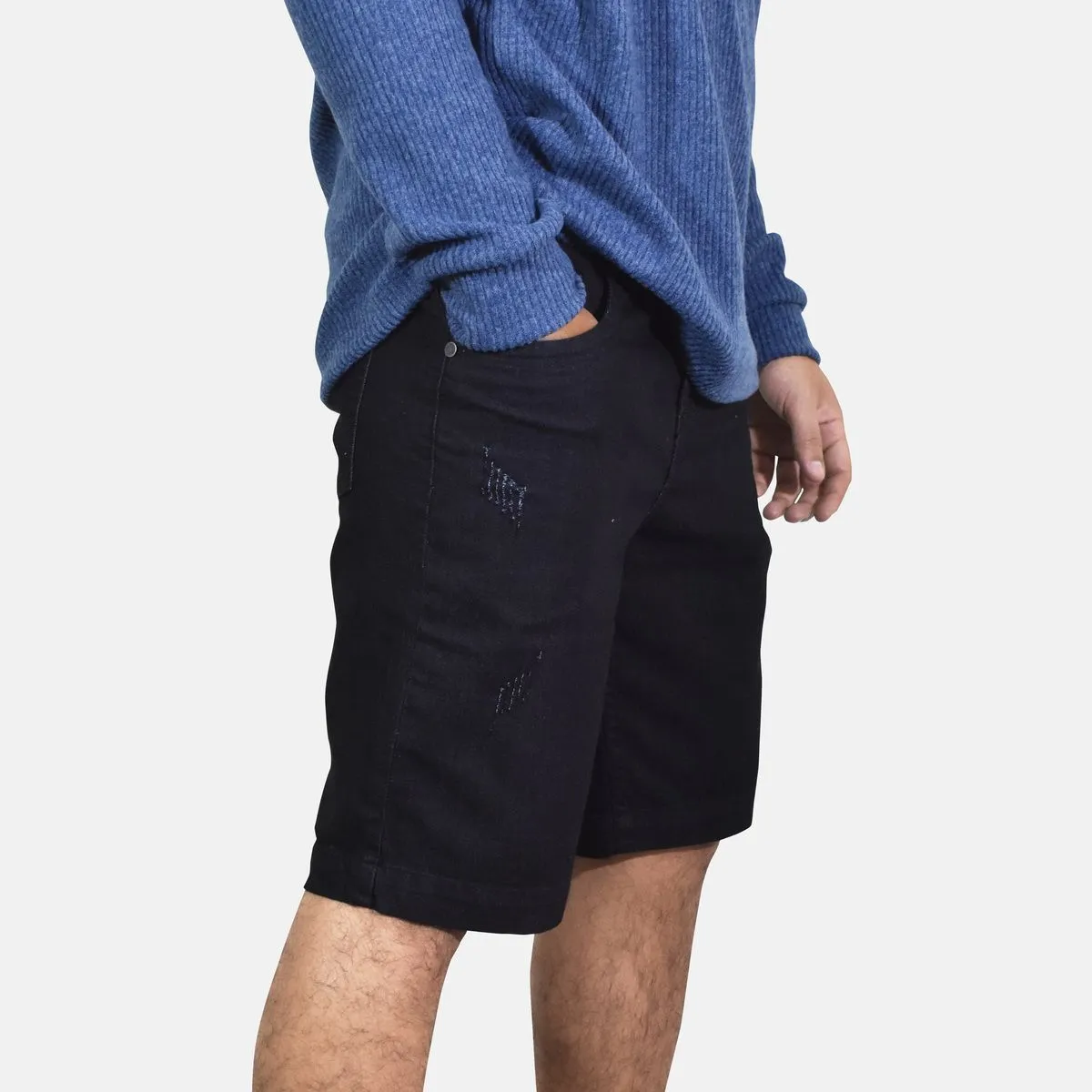 YONISTERS CLOTHING - Denim Short Semipitillo Stretch Yonisters Clothing Negro Grafito