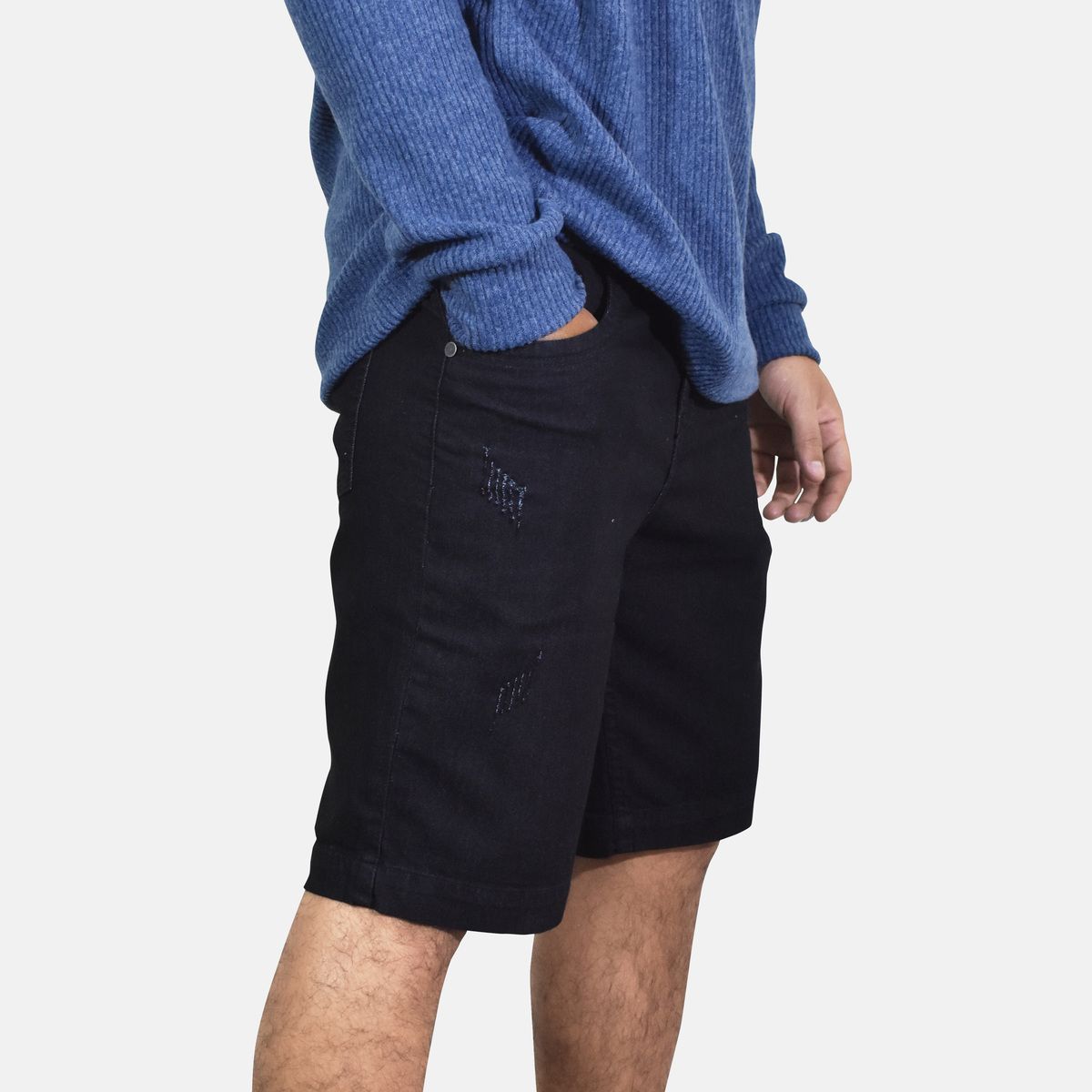 YONISTERS CLOTHING - Denim Short Semipitillo Stretch Yonisters Clothing Negro Grafito