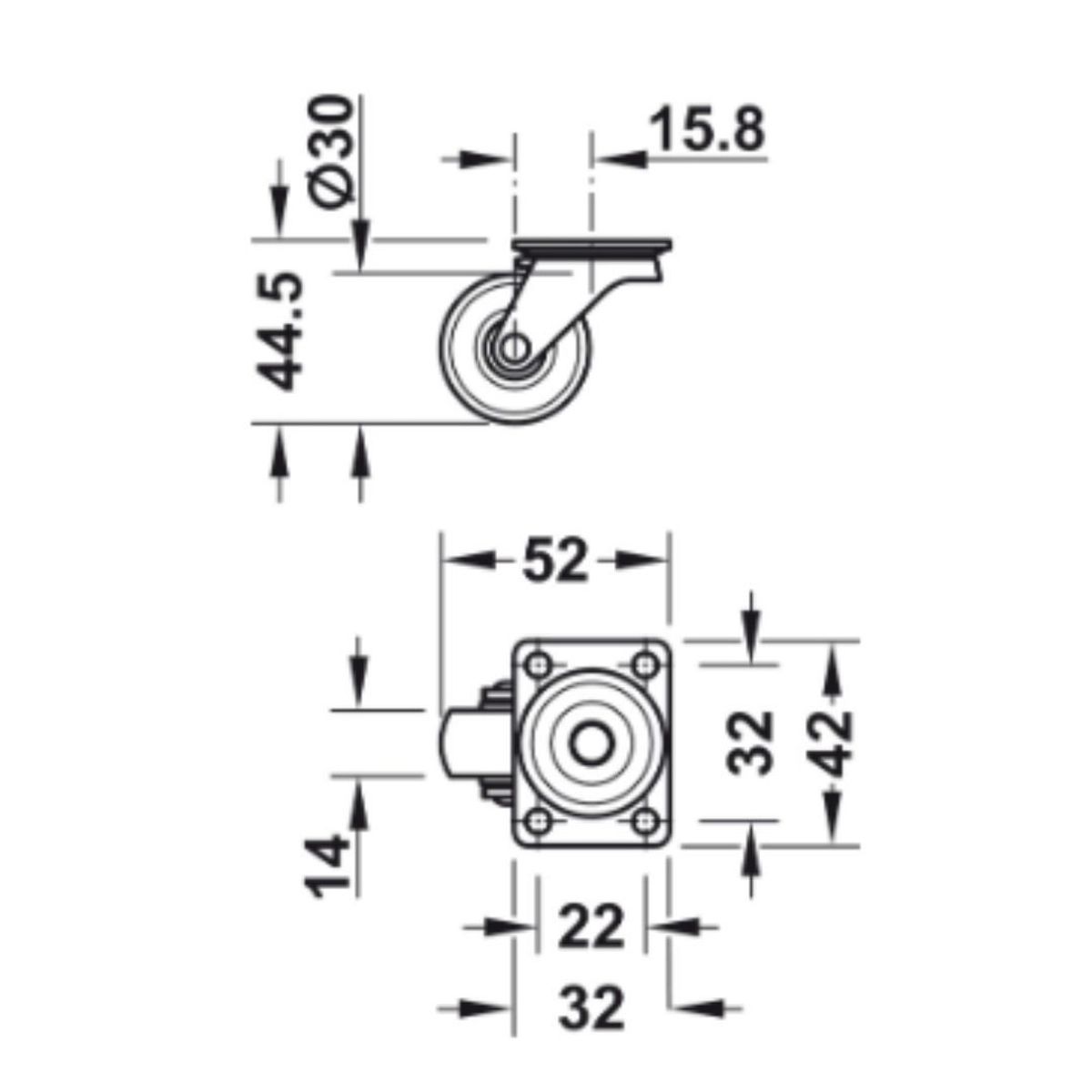 SERRATURE - GARRUCHA TRANSP 30MM CARGA 15KG.