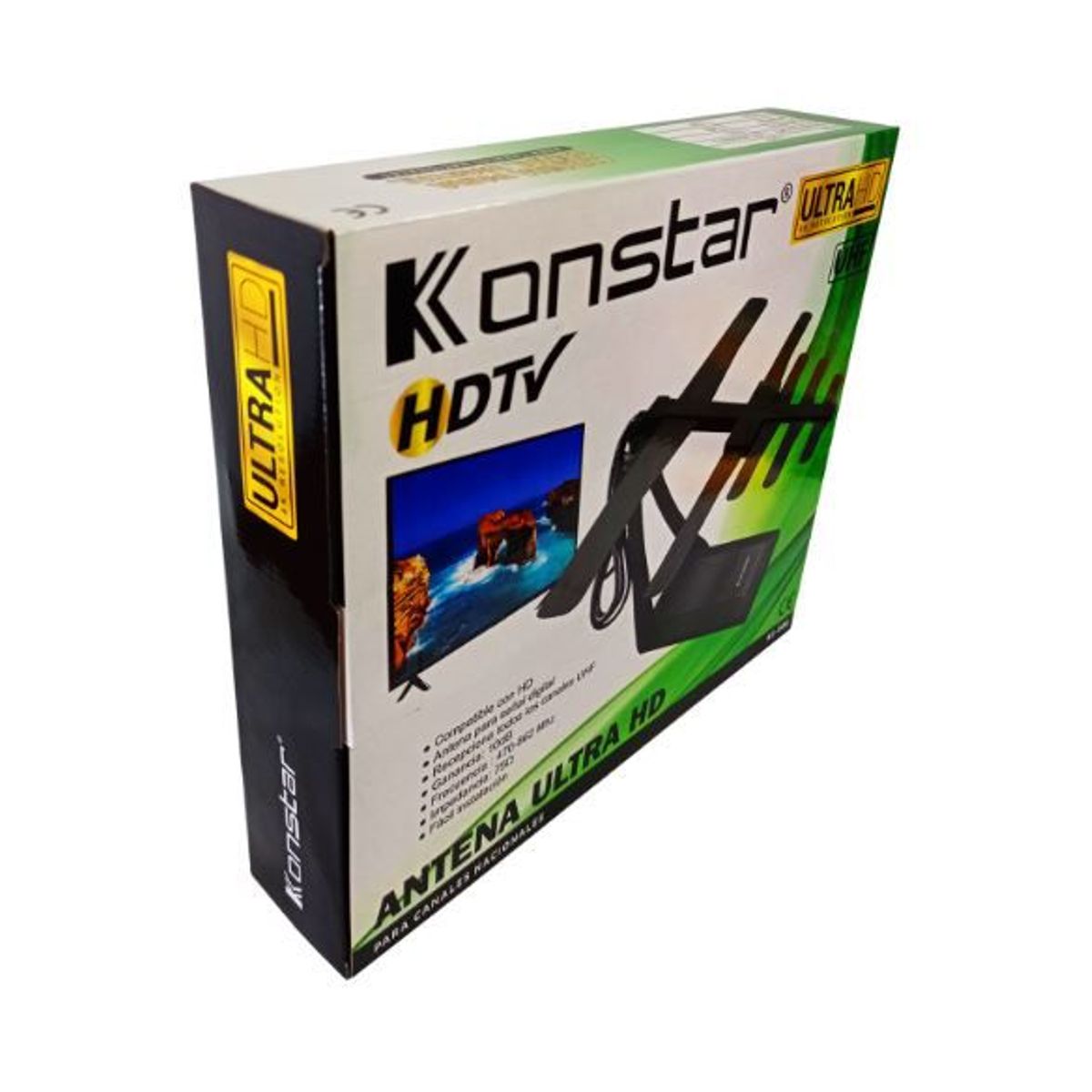 KONSTAR - Antena para TV HD UHF con Cable 140CM KS-006 KONSTAR