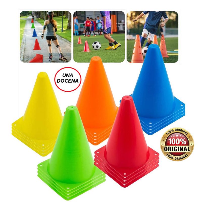 HOLGU - Conos para entrenamiento X12 futbolrunning gimnasia 25cm