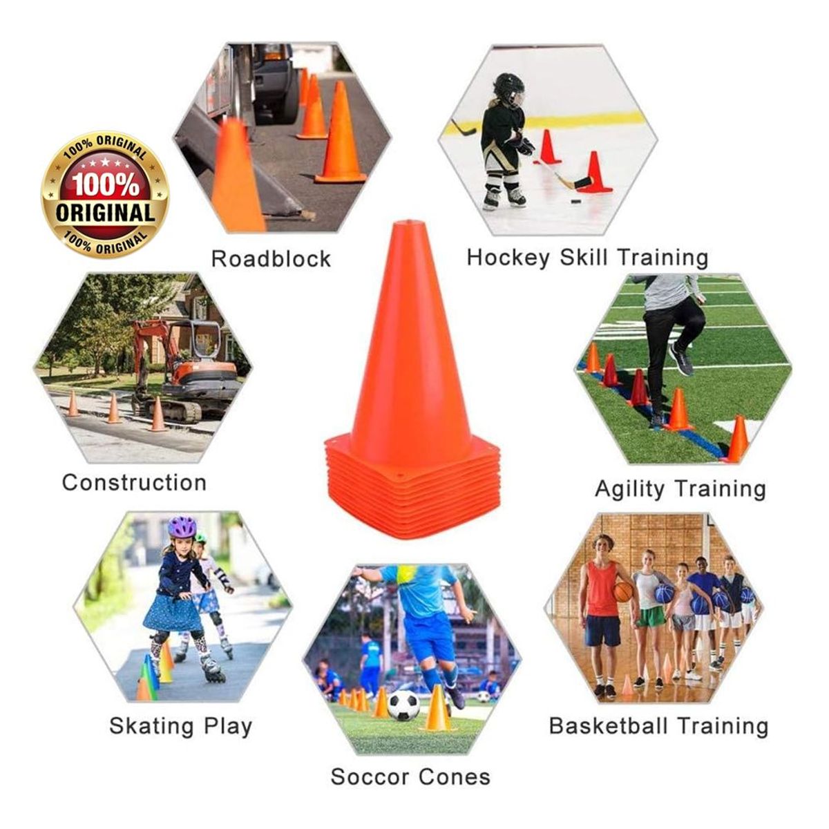 HOLGU - Conos para entrenamiento X12 futbolrunning gimnasia 25cm