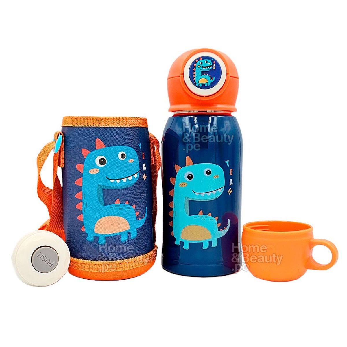 GENERICO - TERMO KAWAI CON LUZ 500 ML AZUL Y NARANJA