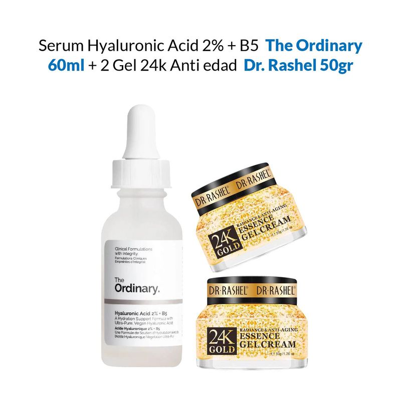 VARIOS - Serum Acido hialurónico 2% 60ml + 2 Gel 24k Anti edad 50gr Dr Rashel