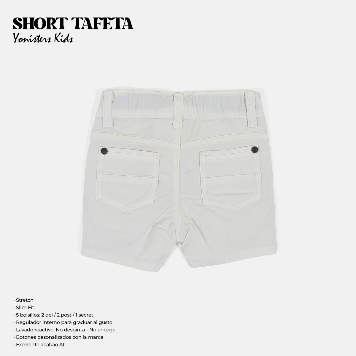 YONISTERS CLOTHING - Short Tafeta Kids Semipitillo Stretch Yonisters Clothing PAPEL