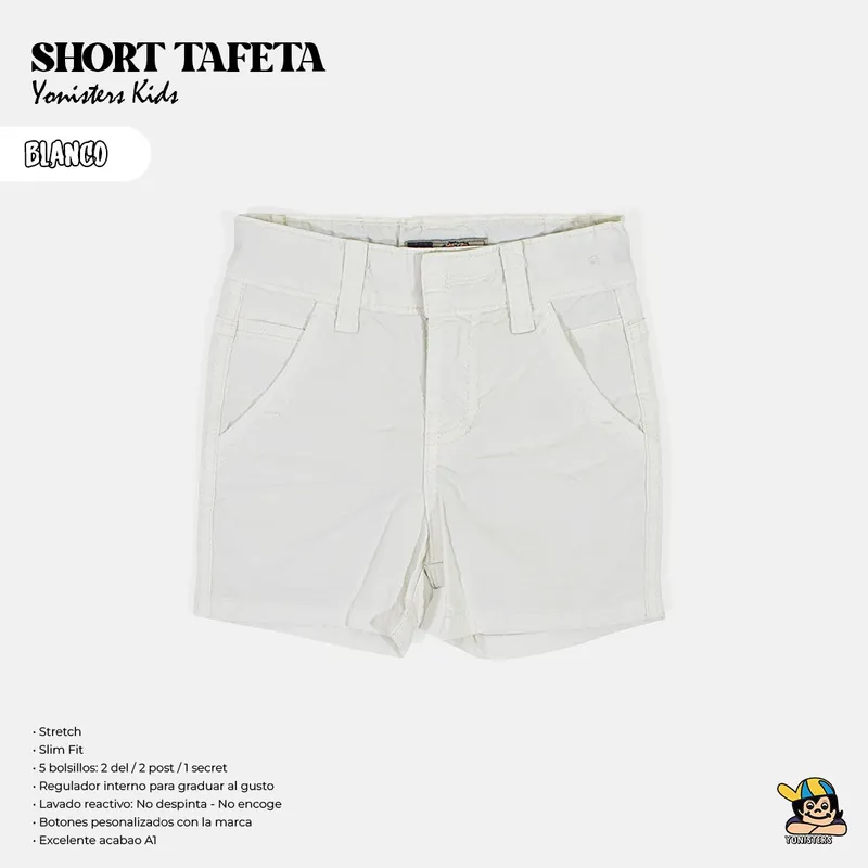 YONISTERS CLOTHING - Short Tafeta Kids Semipitillo Stretch Yonisters Clothing PAPEL