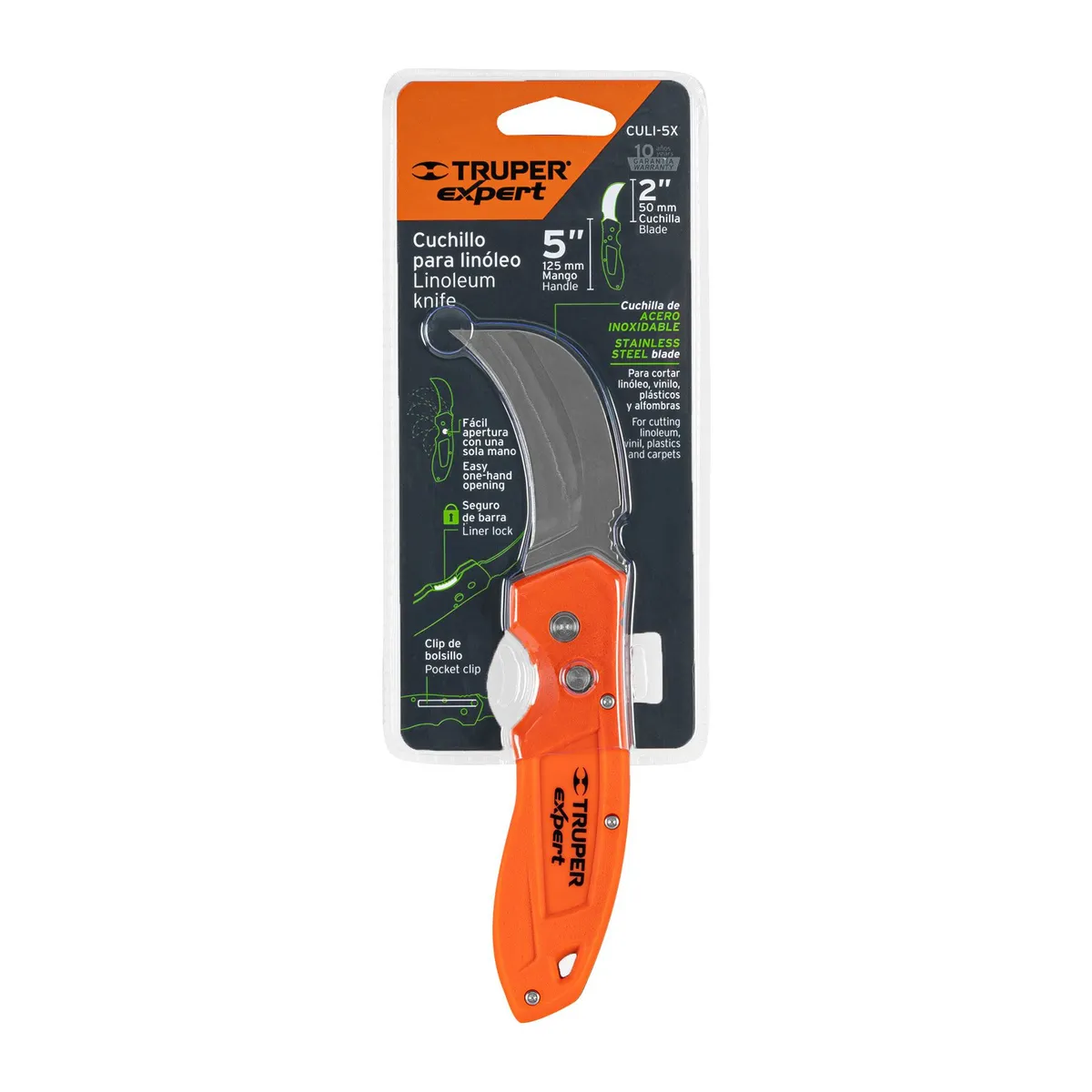 Truper - Cuchillo abatible 7 para alfombras con mango de nylon expert 