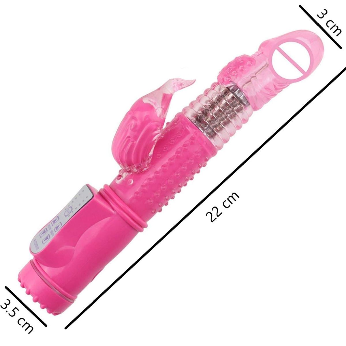 GENERICO - Vibrador Dual rosa de 12 velocidades 22x4cm
