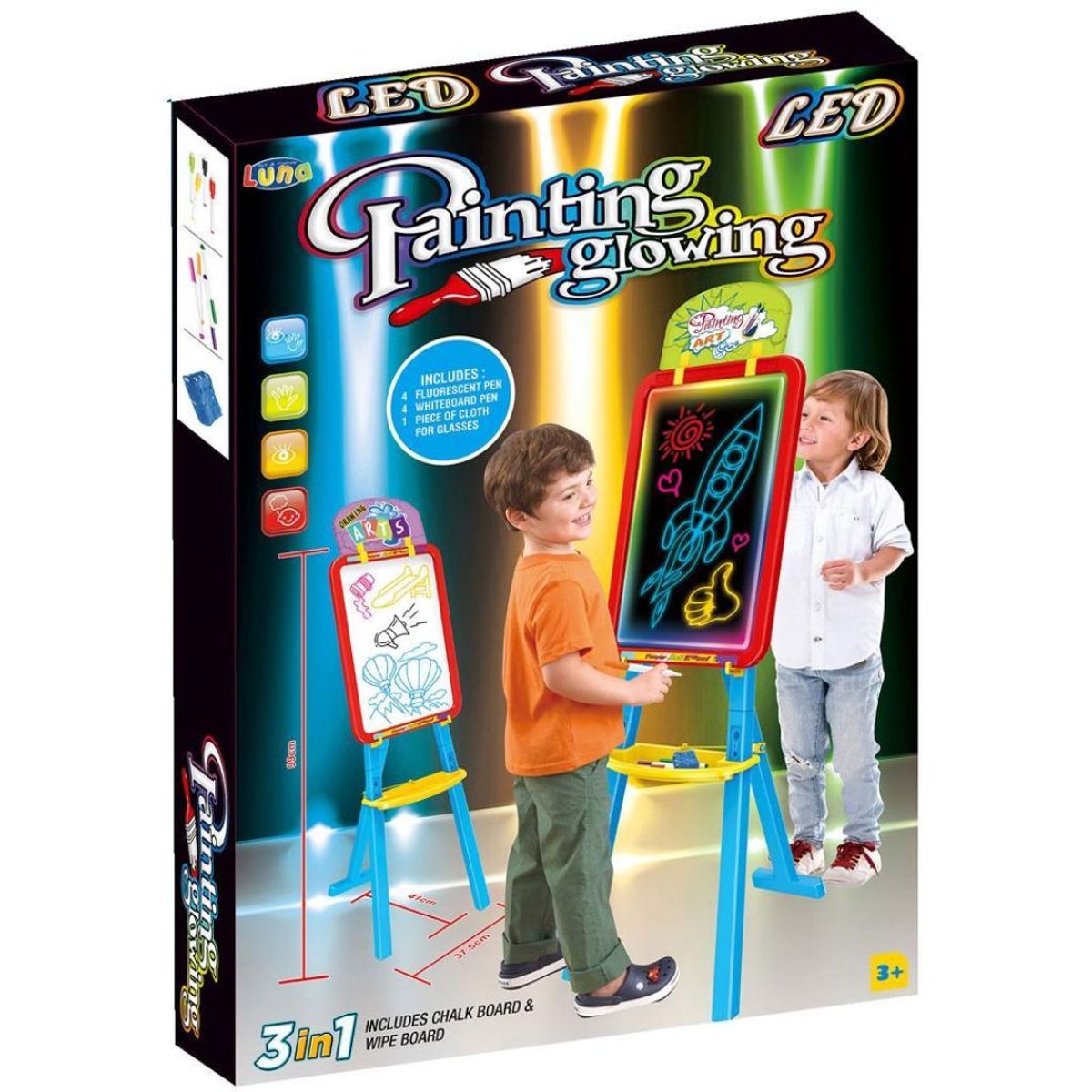 INSPIRA MARKET - Pizarra de dibujo doble cara con luz Led para niños