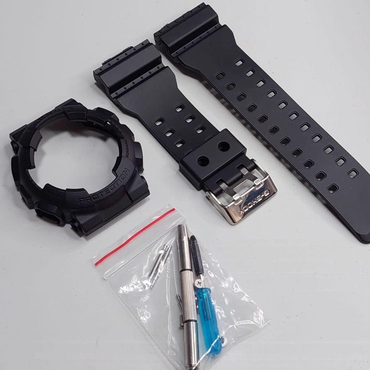 GENERICO - Correa Repuesto + Bisel para CASIO G-SHOCK GA100 / 110 / 120 - Negro M