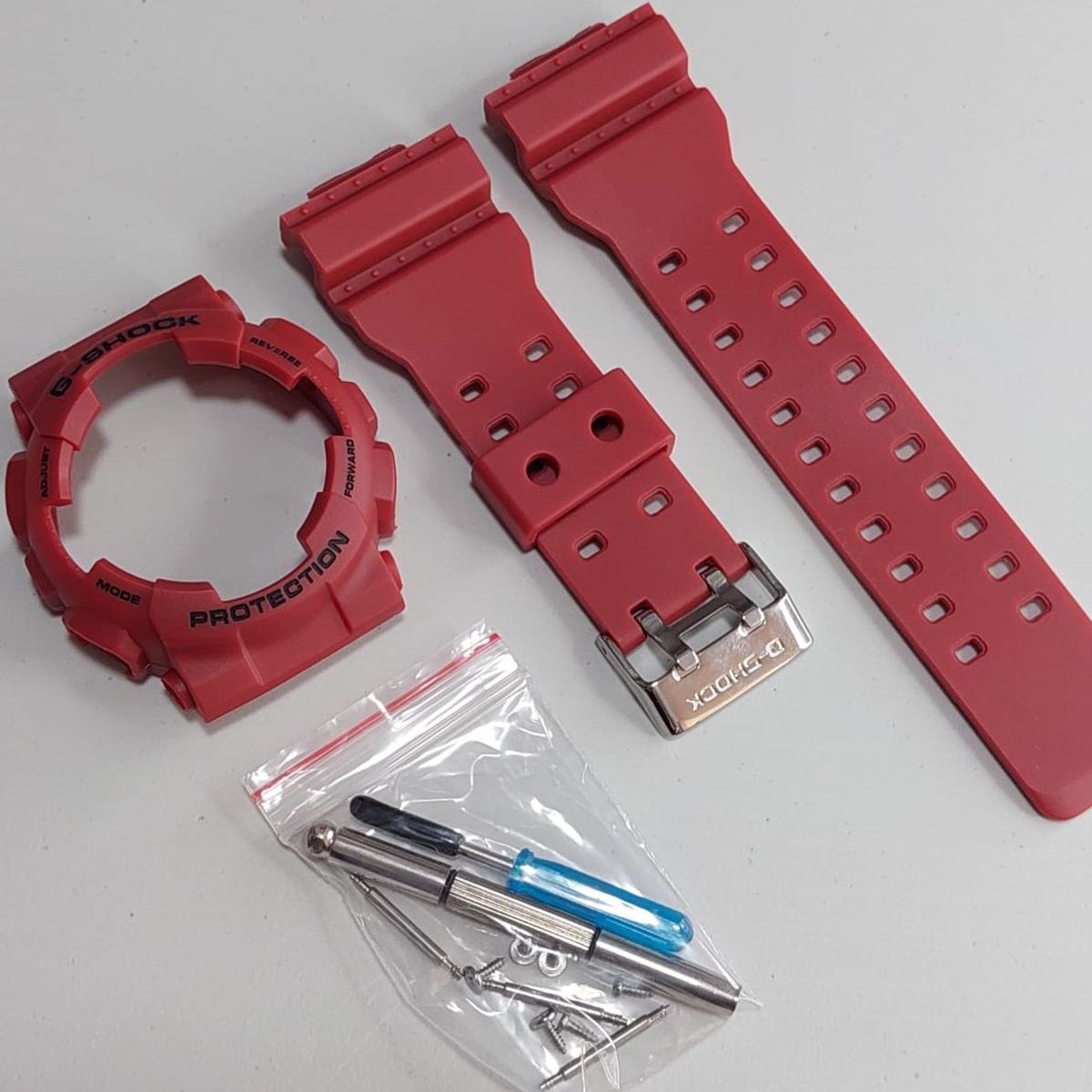 GENERICO - Correa Repuesto + Bisel para CASIO G-SHOCK GA100 / 110 / 120 - Rojo