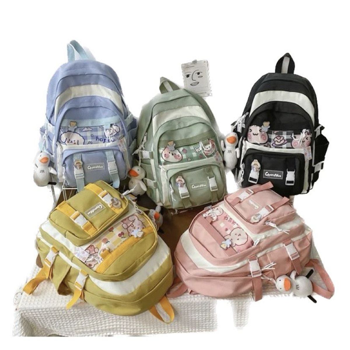GENERICO - Mochila Kawaii Coreana con accesorios impermeable