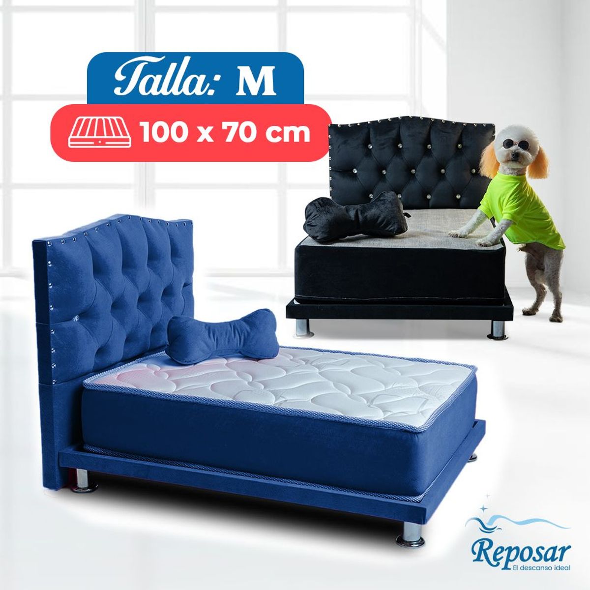 REPOSAR EL DESCANSO IDEAL - Cama Mascota PREMIUM trio M color Azul My Pet