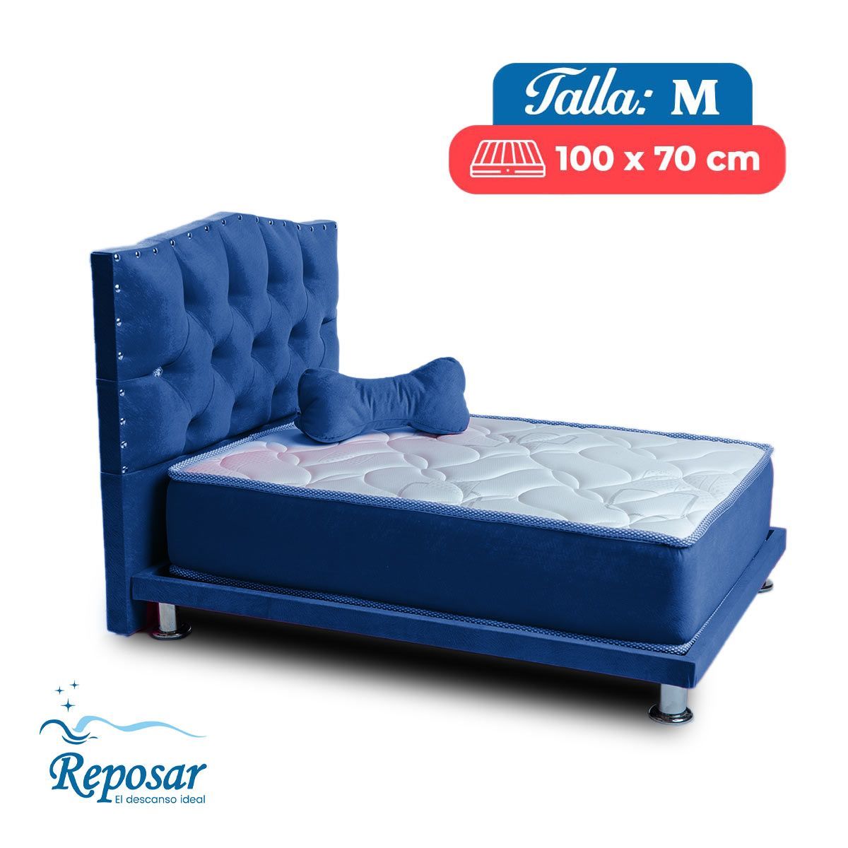 REPOSAR EL DESCANSO IDEAL - Cama Mascota PREMIUM trio M color Azul My Pet