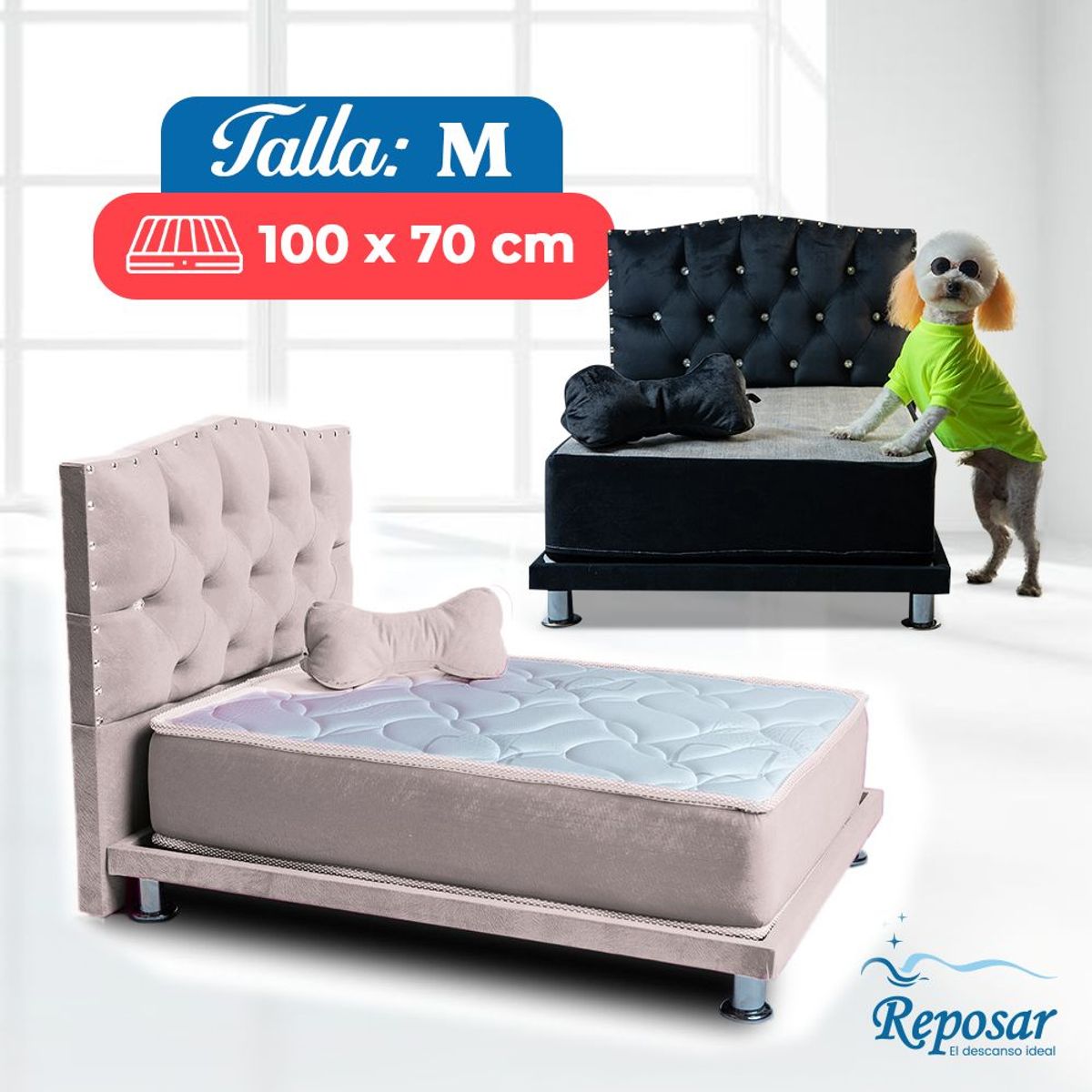 REPOSAR EL DESCANSO IDEAL - Cama Mascota PREMIUM trio M color Beige My Pet