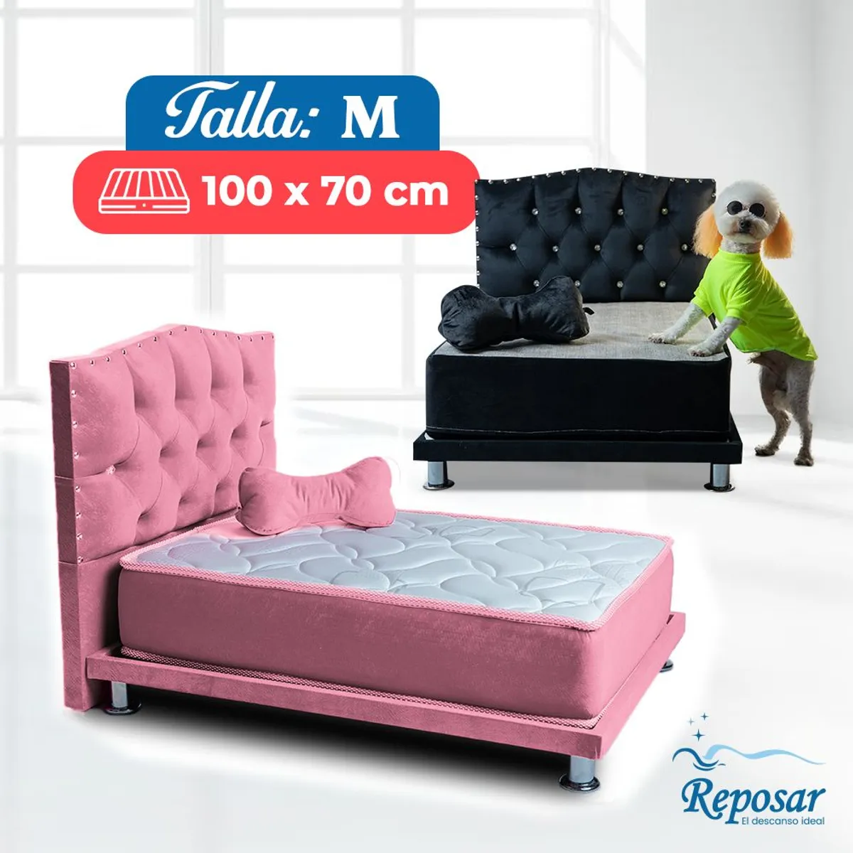 REPOSAR EL DESCANSO IDEAL - Cama Mascota PREMIUM trio M color Rosado My Pet
