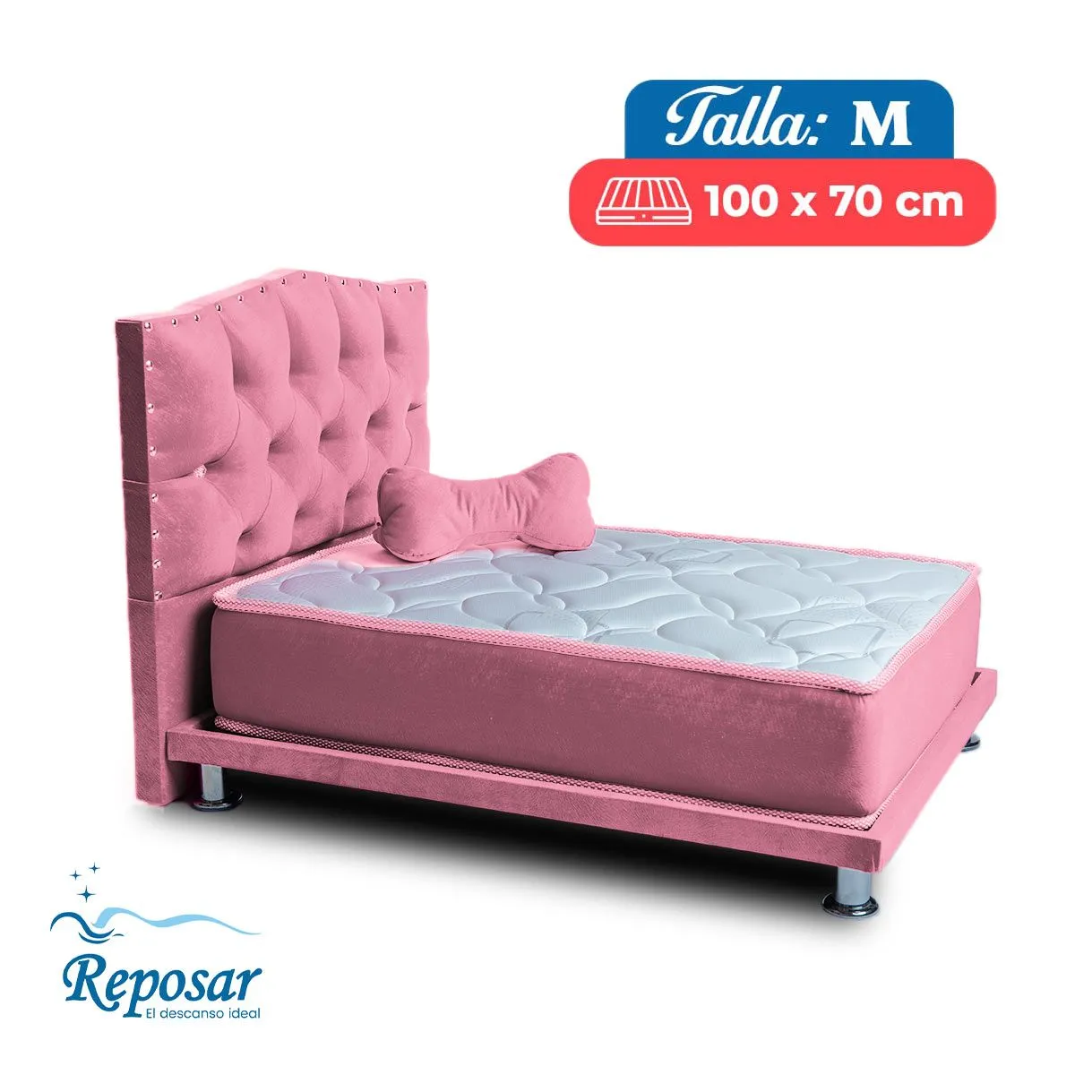 REPOSAR EL DESCANSO IDEAL - Cama Mascota PREMIUM trio M color Rosado My Pet
