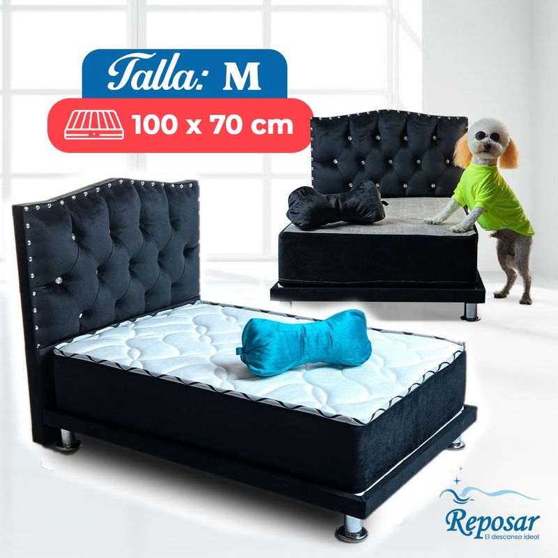 REPOSAR EL DESCANSO IDEAL - Cama Mascota PREMIUM trio M color Negro My Pet