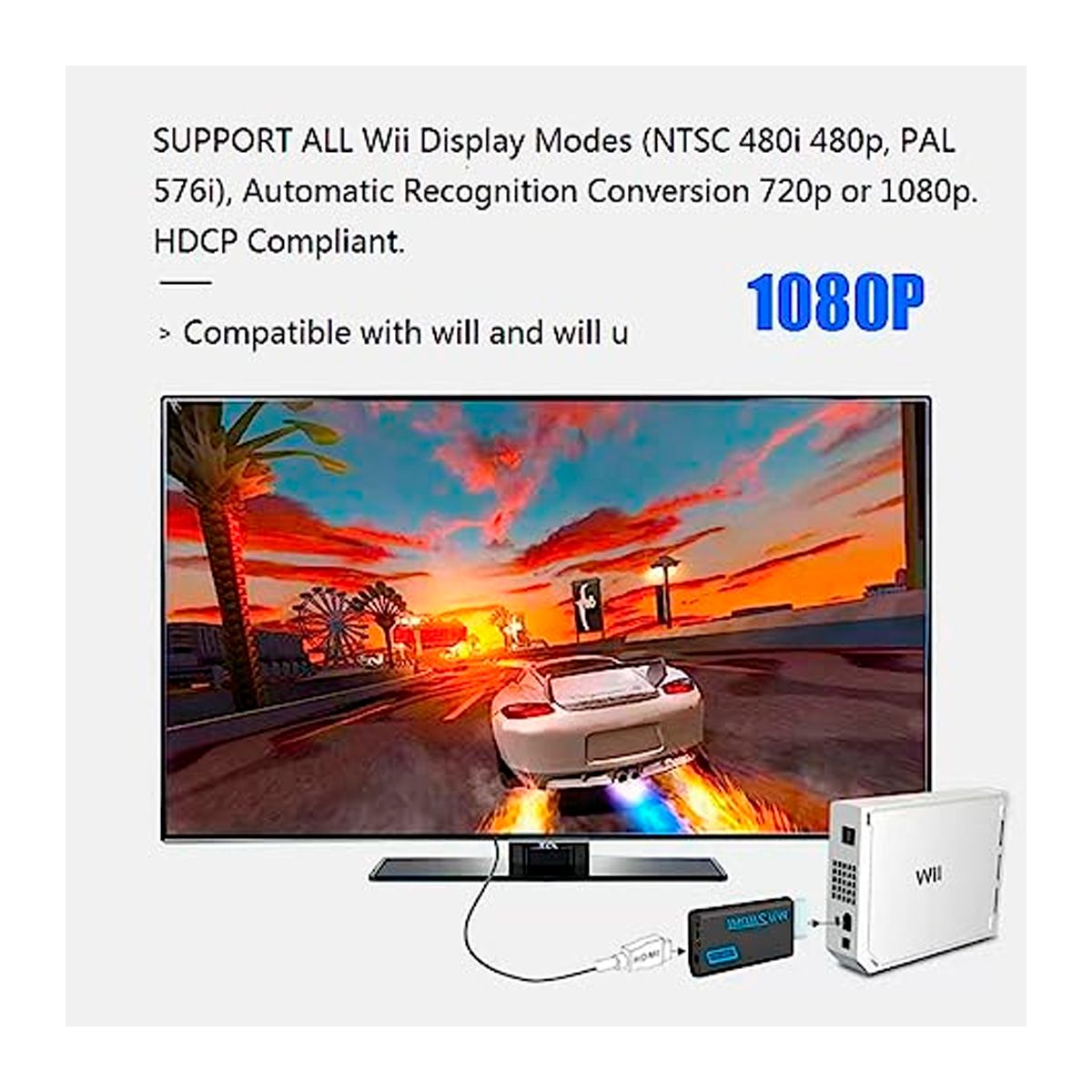 GENERICO - Adaptador Para Nintendo WII HDMI 1080P