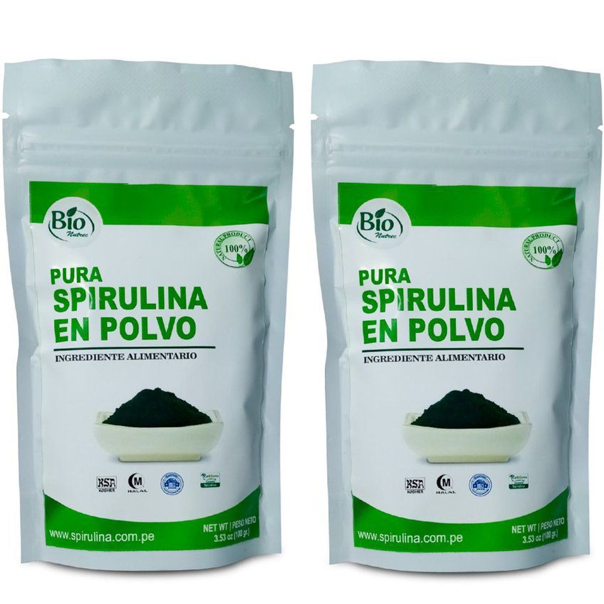 BIONUTREC - PACK OFERTA 02 SPIRULINA EN POLVO LIBERADOR CELULAS MADRE x 100 gr. - Bionutrec