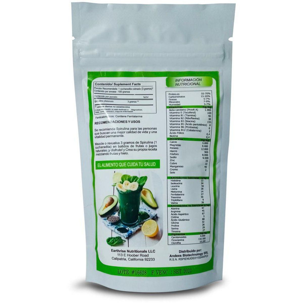 BIONUTREC - PACK OFERTA 02 SPIRULINA EN POLVO LIBERADOR CELULAS MADRE x 100 gr. - Bionutrec