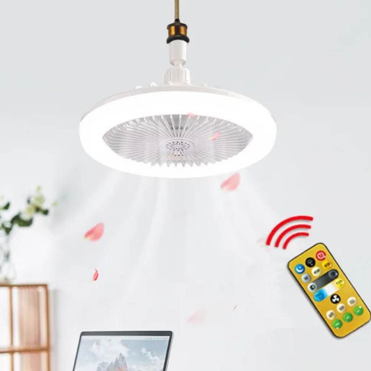 GENERICO - Foco Ventilador LED Ahorrador con Control Multifuncion Oficina Hogar