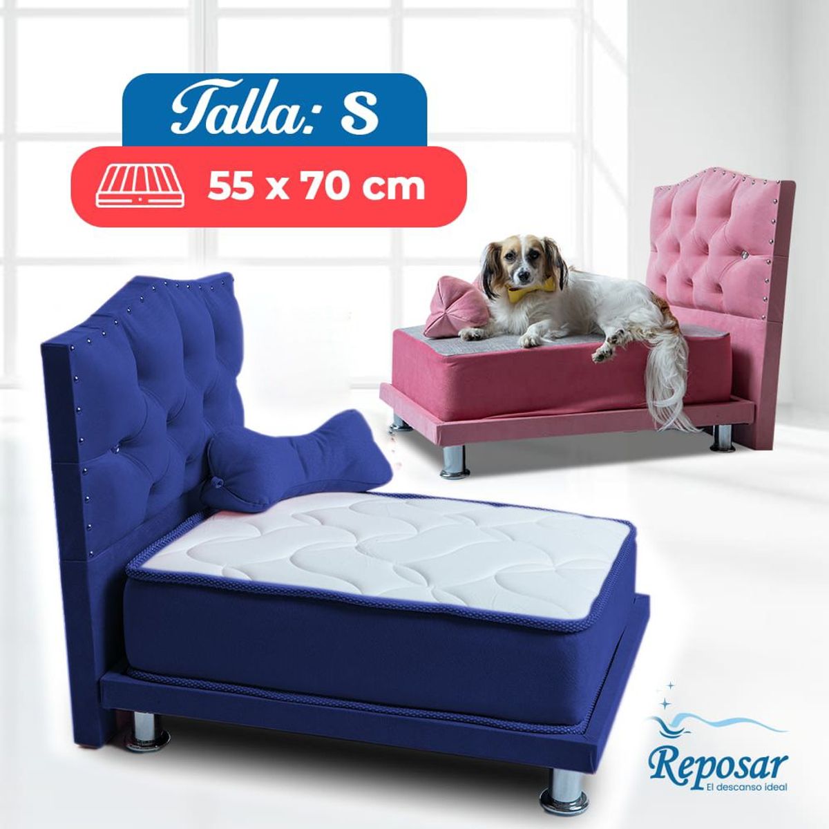 REPOSAR EL DESCANSO IDEAL - Cama Mascota PREMIUM trio S color Azul My Pet
