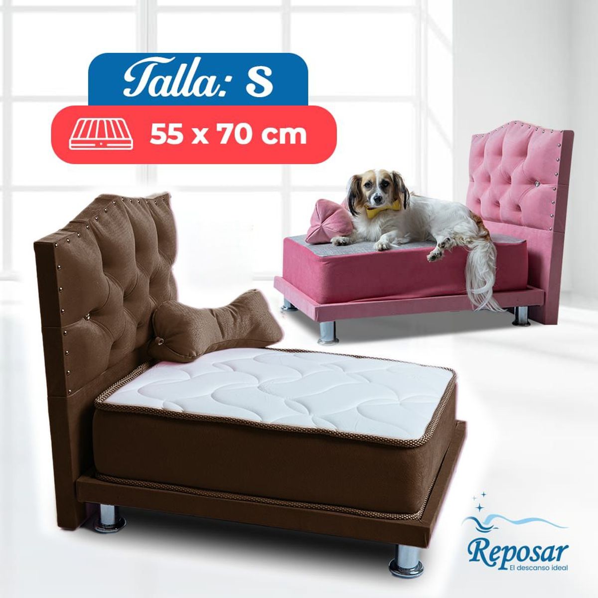REPOSAR EL DESCANSO IDEAL - Cama Mascota PREMIUM trio S color Marron My Pet