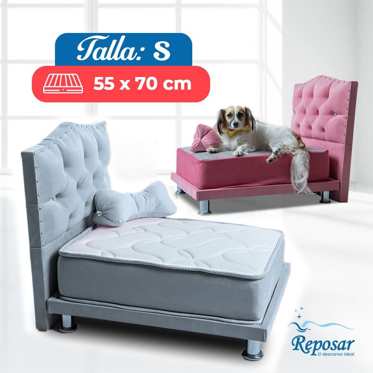 REPOSAR EL DESCANSO IDEAL - Cama Mascota PREMIUM trio S color Platinium My Pet