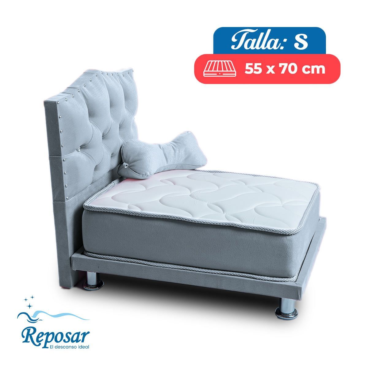 REPOSAR EL DESCANSO IDEAL - Cama Mascota PREMIUM trio S color Platinium My Pet