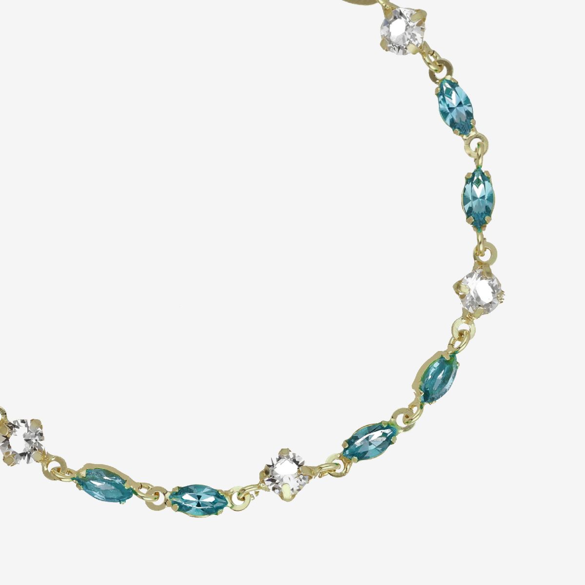 VICTORIA CRUZ - Pulsera de plata con cristales azules Victoria Cruz bañada en oro