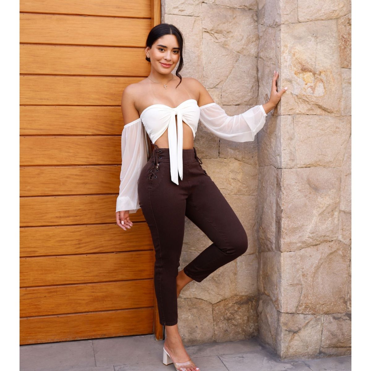 BENCUS JEANS - Pantalón Jean Mujer Marrón Chocolate