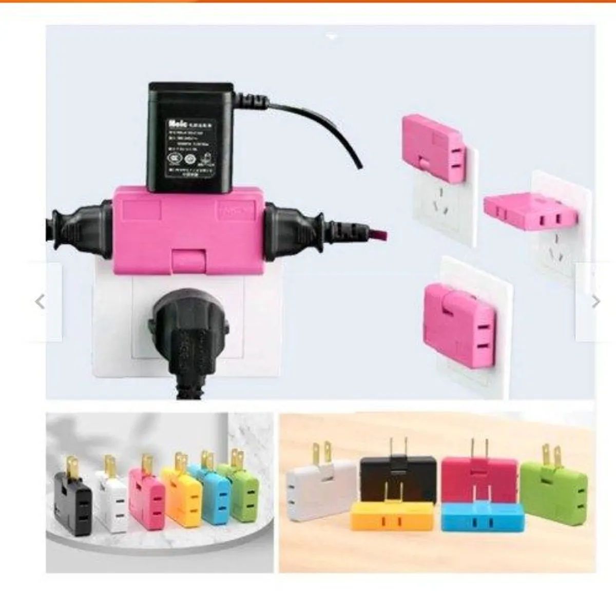 GENERICO - Adaptador Triple Enchufe Plano Giratorio 3 En 1 Conector - Verde