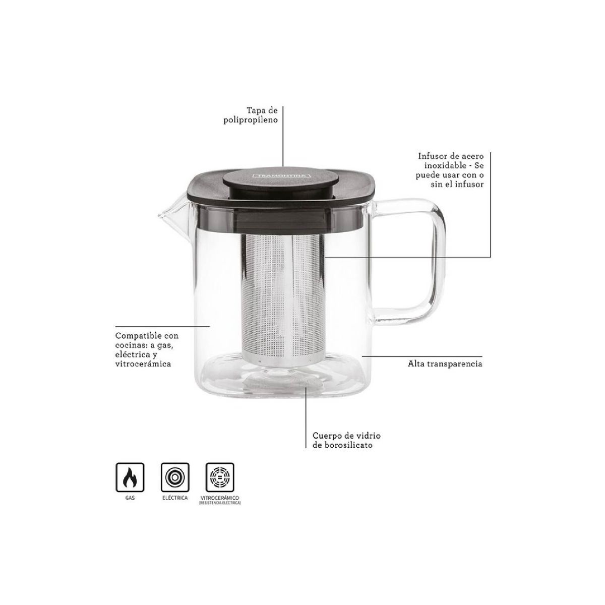 TRAMONTINA - Tetera de vidrio TRAMONTINA 06L