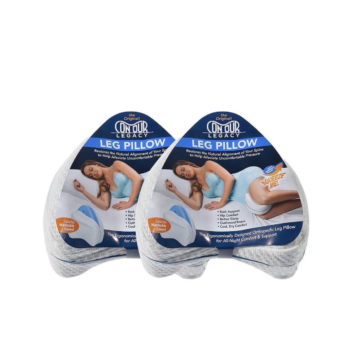 GENERICO - 2 almohadas ergonómicas viscoelástica para las piernas y rodillas