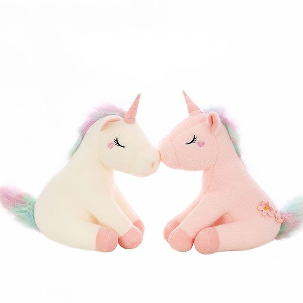 GENERICO - Peluche Unicornio Blanco Flor Sentado SET X2