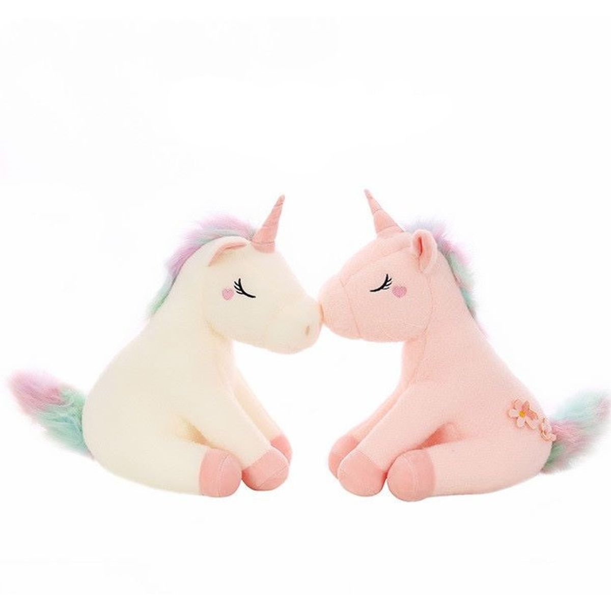 GENERICO - Peluche Unicornio Blanco Flor Sentado SET X2
