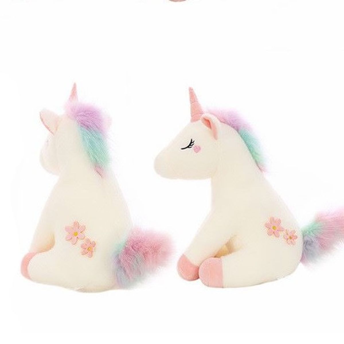 GENERICO - Peluche Unicornio Blanco Flor Sentado SET X2