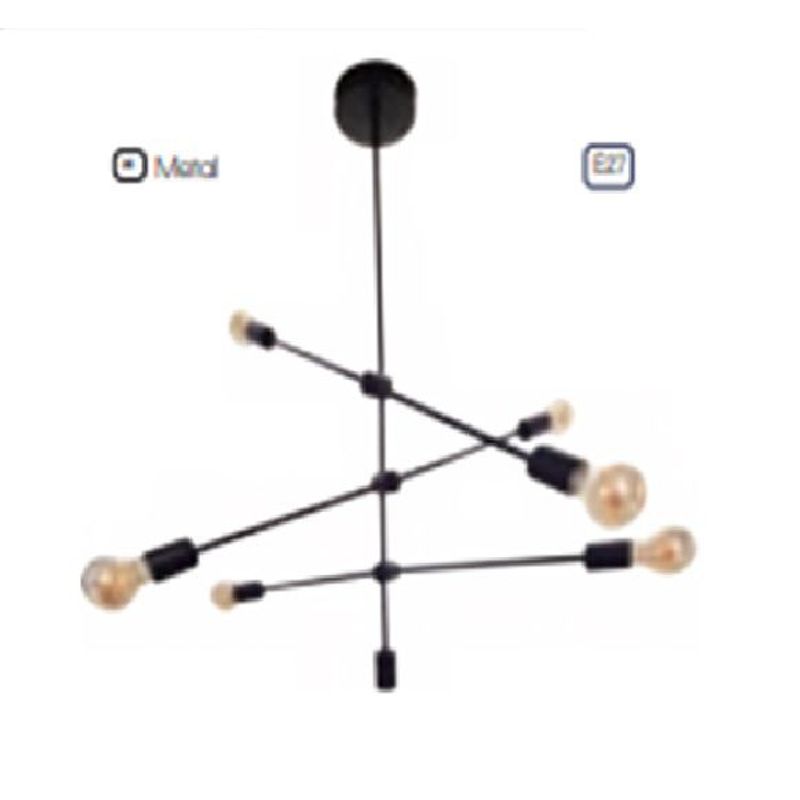 GENERICO - Lámpara de techo negro 6 luces, luminaria