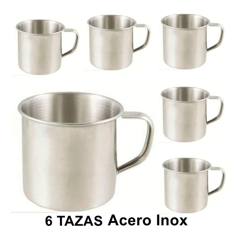 GENERICO - 6 Tazas de Acero Inoxidable Multiuso